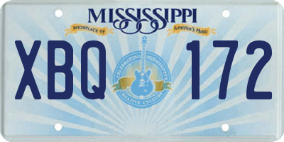 MS license plate XBQ172