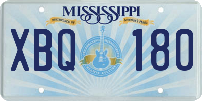 MS license plate XBQ180