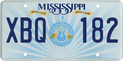 MS license plate XBQ182