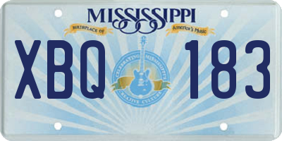 MS license plate XBQ183