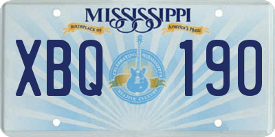 MS license plate XBQ190