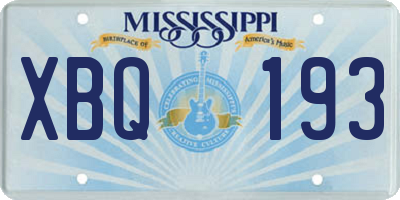 MS license plate XBQ193
