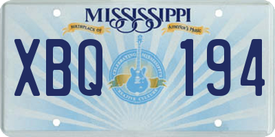MS license plate XBQ194