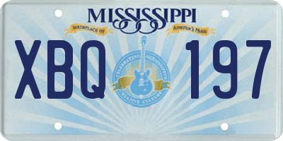 MS license plate XBQ197