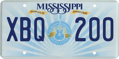 MS license plate XBQ200