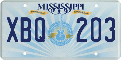 MS license plate XBQ203
