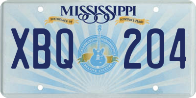MS license plate XBQ204