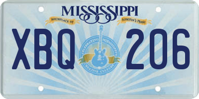 MS license plate XBQ206
