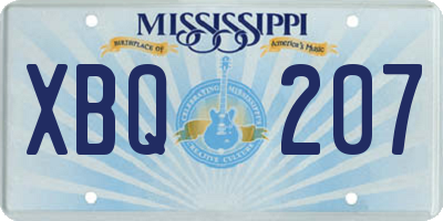 MS license plate XBQ207