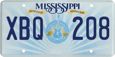 MS license plate XBQ208