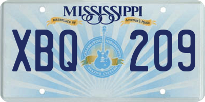 MS license plate XBQ209