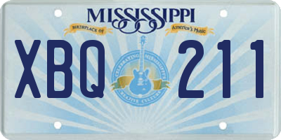 MS license plate XBQ211