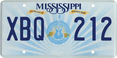 MS license plate XBQ212