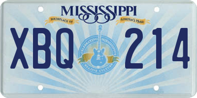 MS license plate XBQ214