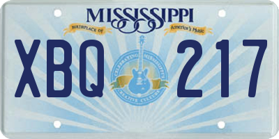 MS license plate XBQ217