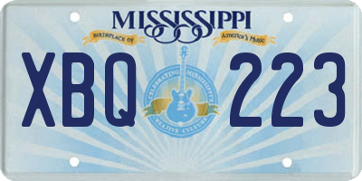 MS license plate XBQ223