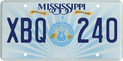MS license plate XBQ240