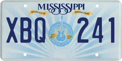 MS license plate XBQ241