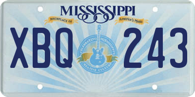 MS license plate XBQ243