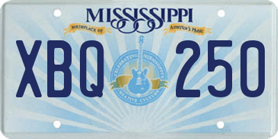 MS license plate XBQ250