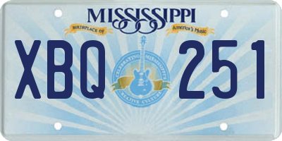 MS license plate XBQ251