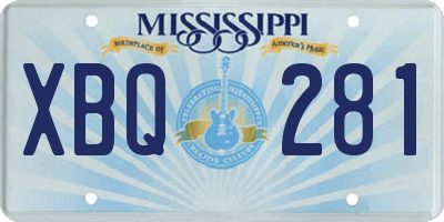 MS license plate XBQ281