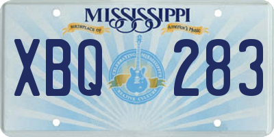 MS license plate XBQ283