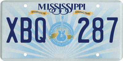 MS license plate XBQ287