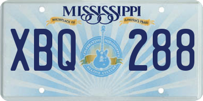 MS license plate XBQ288