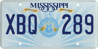 MS license plate XBQ289