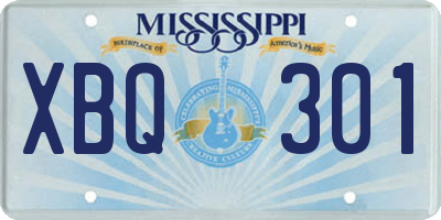 MS license plate XBQ301