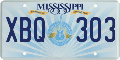 MS license plate XBQ303