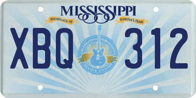 MS license plate XBQ312