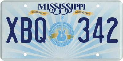 MS license plate XBQ342