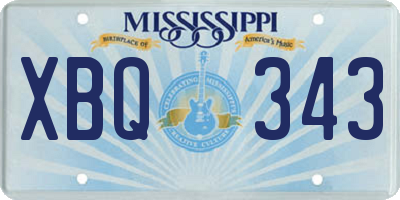 MS license plate XBQ343