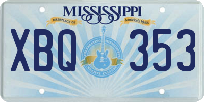 MS license plate XBQ353
