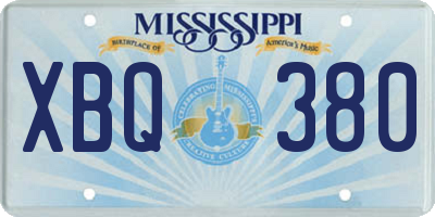 MS license plate XBQ380