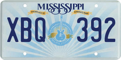 MS license plate XBQ392