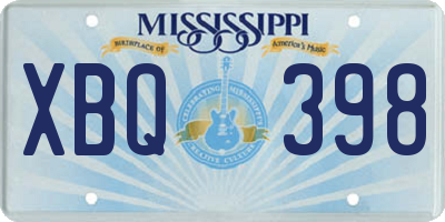 MS license plate XBQ398