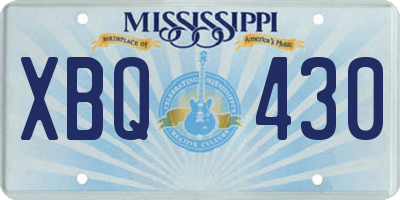 MS license plate XBQ430