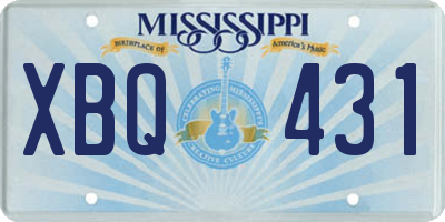 MS license plate XBQ431