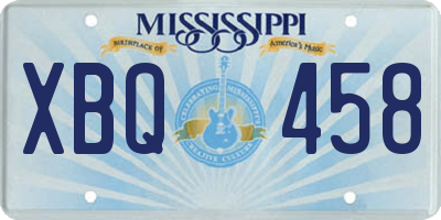 MS license plate XBQ458