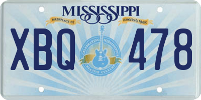 MS license plate XBQ478