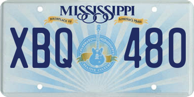 MS license plate XBQ480
