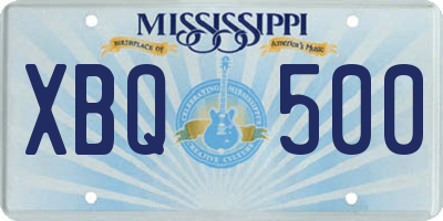 MS license plate XBQ500