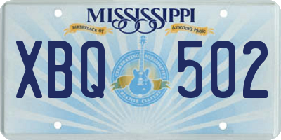 MS license plate XBQ502
