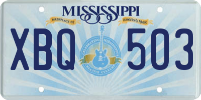MS license plate XBQ503