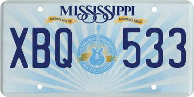 MS license plate XBQ533