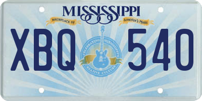 MS license plate XBQ540