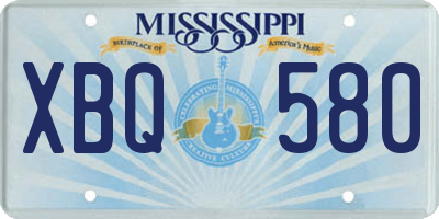 MS license plate XBQ580